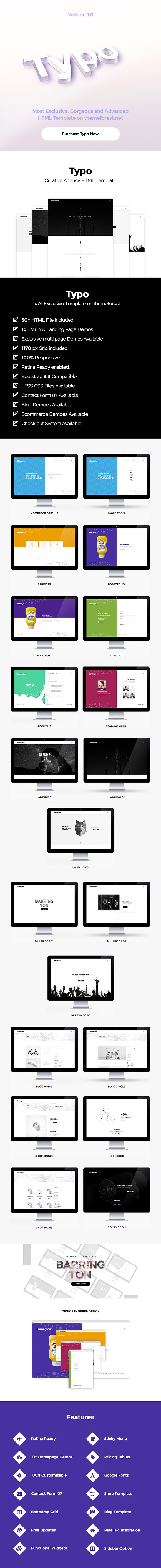 Typo Creative Agency HTML5 Template in Bootstrap Themes - product preview 1
