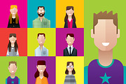 Profile icons casual people squares