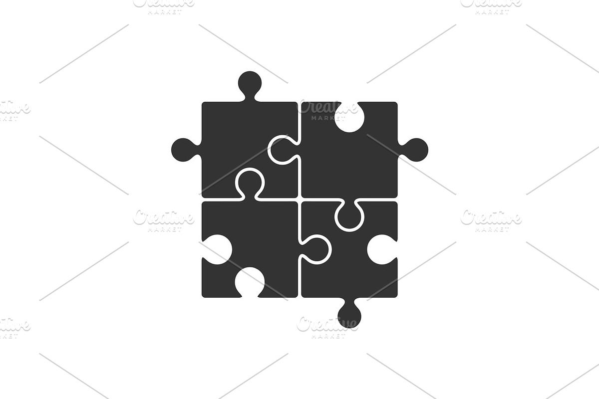 Four piece puzzle icon in Illustrations - product preview 8