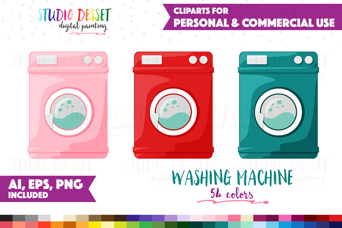 Washing Machine Clipart Vector in Illustrations - product preview 8