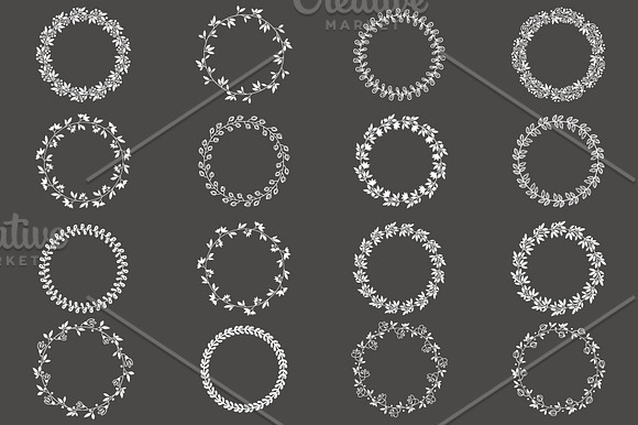 White round floral wreaths clipart  in Illustrations - product preview 1