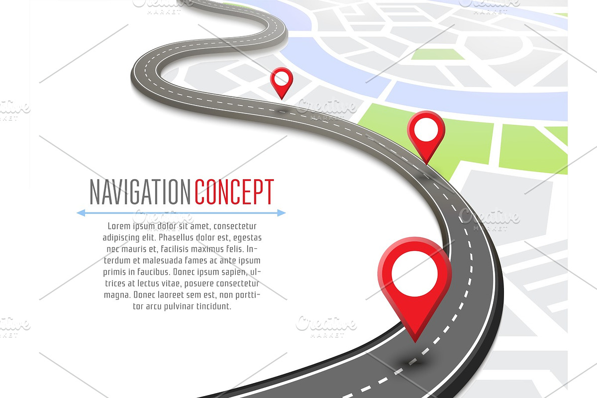 Navigation concept with pin pointer in Illustrations - product preview 8