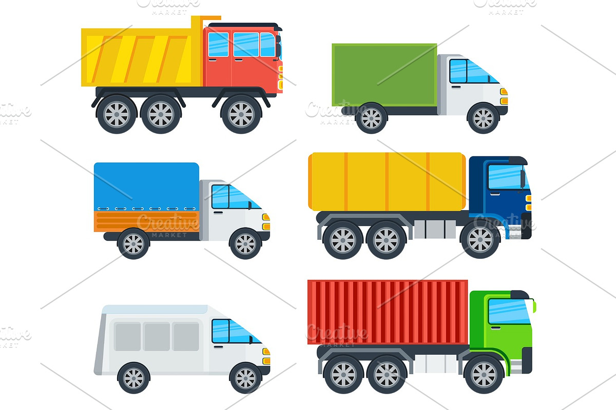 Trucks Cartoon Vector Models Collection in Illustrations - product preview 8
