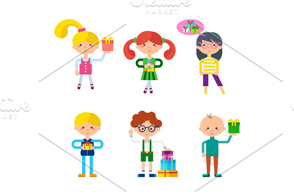 Children Cartoon Characters Vector Set