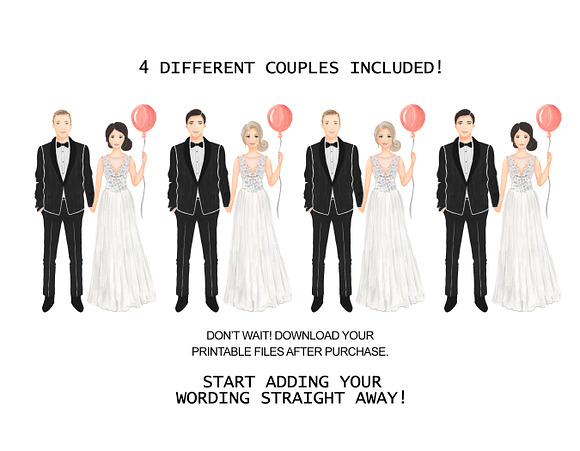 Editable couple Illustrated Invite in Wedding Templates - product preview 1