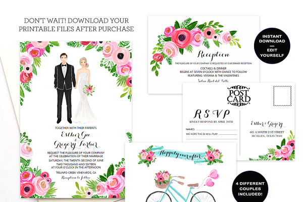 Editable Wedding Invitation Set