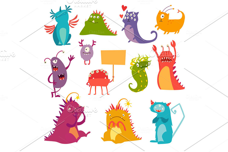 Monsters colorful cute characters in Illustrations - product preview 8
