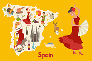 Spainish landmark, Spain vector map