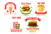 Icons set of greasy and unhealthy fast food