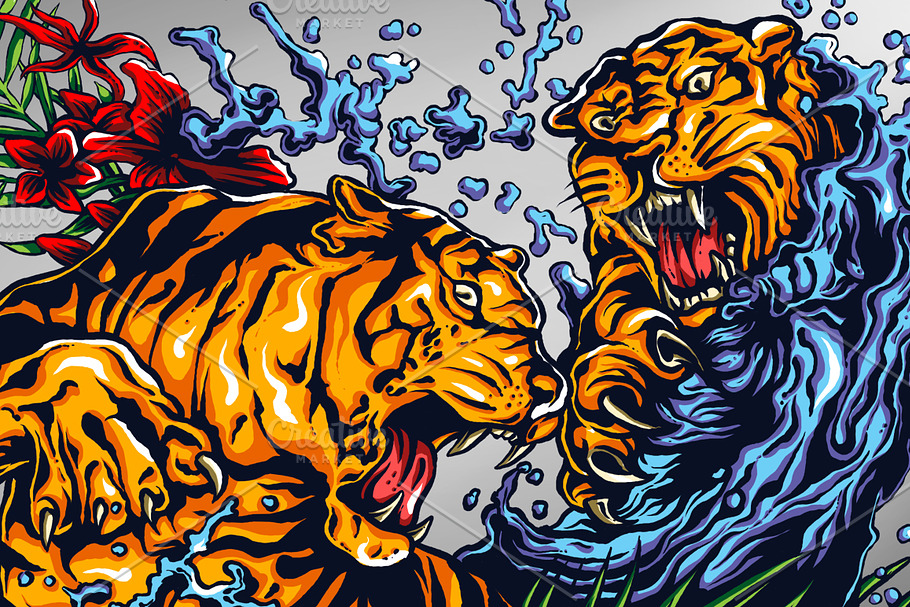 Tigers Fight Tattoo