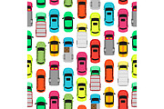 Seamless Pattern Cars on Parking. Endless Texture