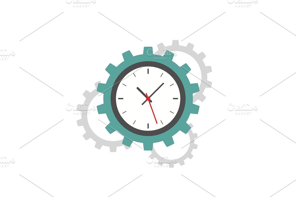 Clock gear flat icon in Illustrations - product preview 8