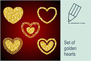 Set of golden hearts