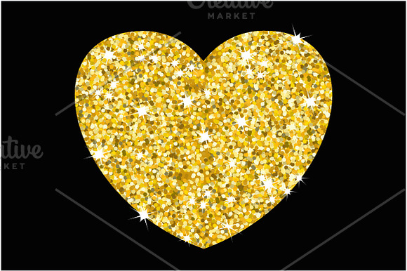 Set of golden hearts in Objects - product preview 1