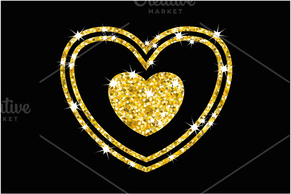 Set of golden hearts in Objects - product preview 3