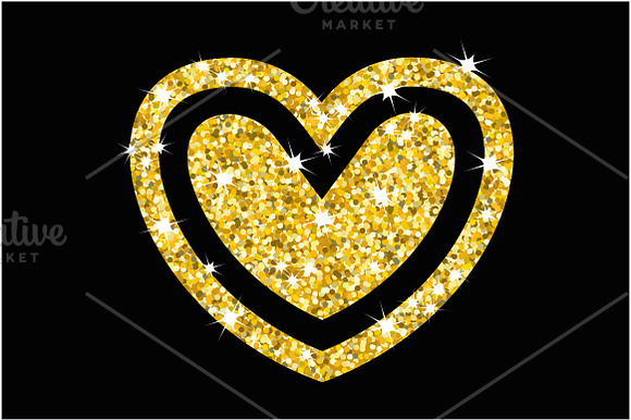 Set of golden hearts in Objects - product preview 4