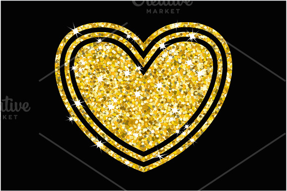 Set of golden hearts in Objects - product preview 5