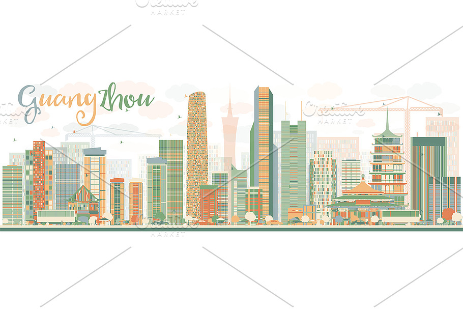 Abstract Guangzhou Skyline in Illustrations - product preview 8