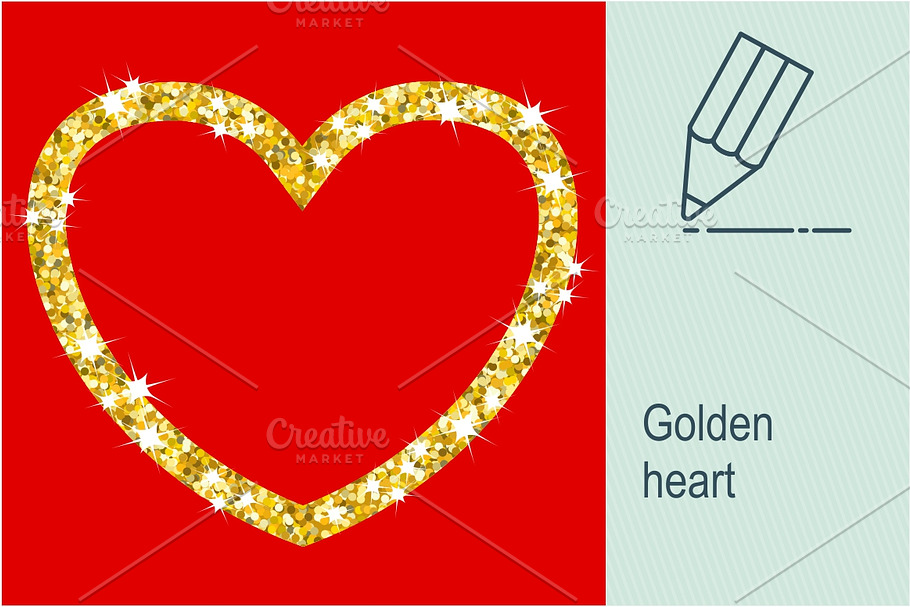 Golden heart frame in Objects - product preview 8