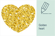 Golden heart isolated