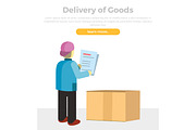 Delivery of Goods Web Banner in Flat Style Design.