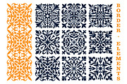 Ornamental floral pattern border elements