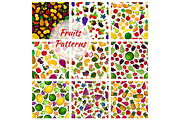 Fruits vector seamless patterns set