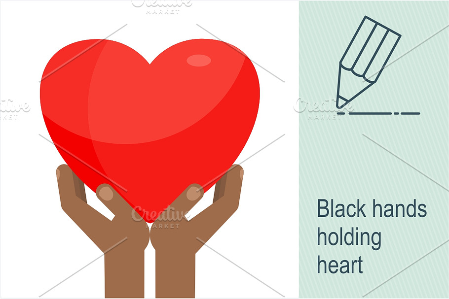 Black hands holding heart in Objects - product preview 8