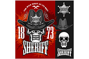 Cowboy Skull in the Hat and Sheriffs star