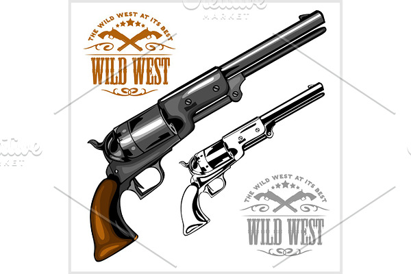 old American colt revolver with emblem wild west