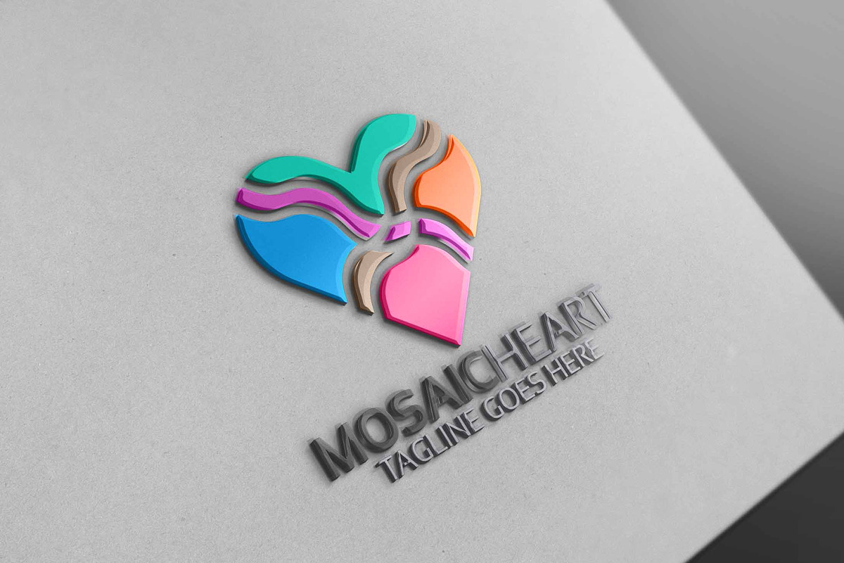 Mosaic Heart Logo in Logo Templates - product preview 8