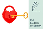Heart as a lock with key. 