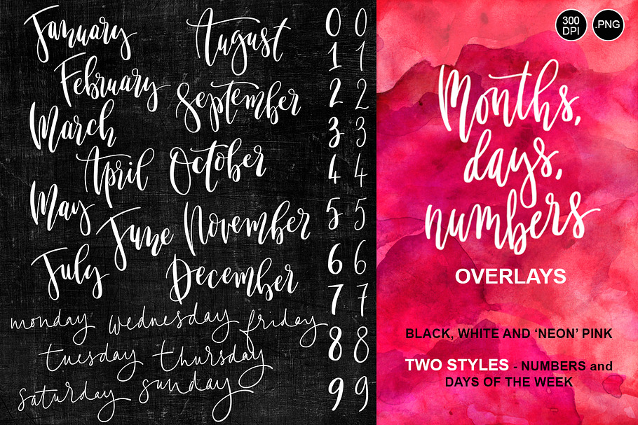 Months & Days of the Week Overlays