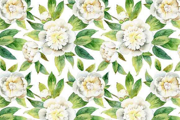 Beautiful set with white peonies in Patterns - product preview 1