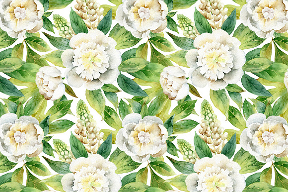Beautiful set with white peonies in Patterns - product preview 2