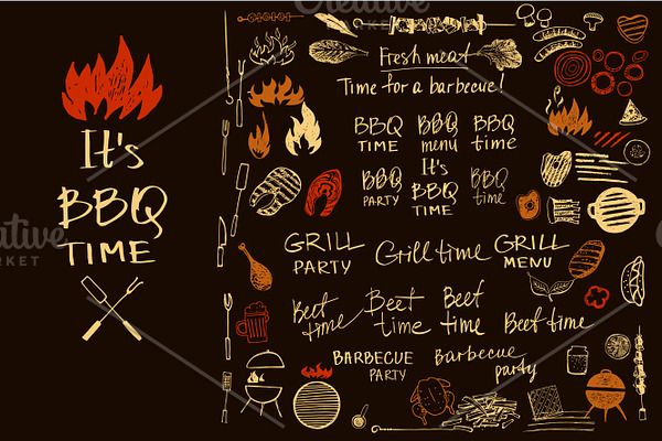 Barbecue logo and design elements