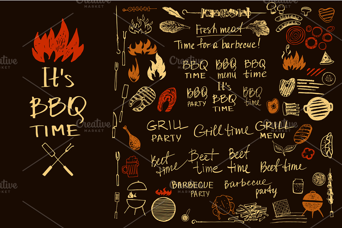 Barbecue logo and design elements in Illustrations - product preview 8