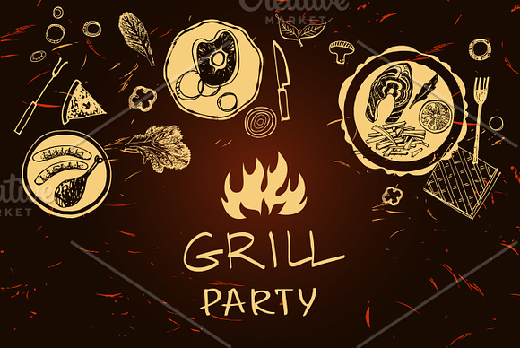 Barbecue logo and design elements in Illustrations - product preview 1
