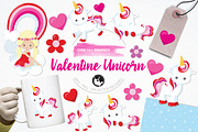 Valentine unicorn illustration pack