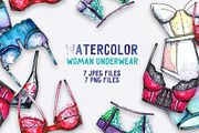 Watercolor woman underwear set