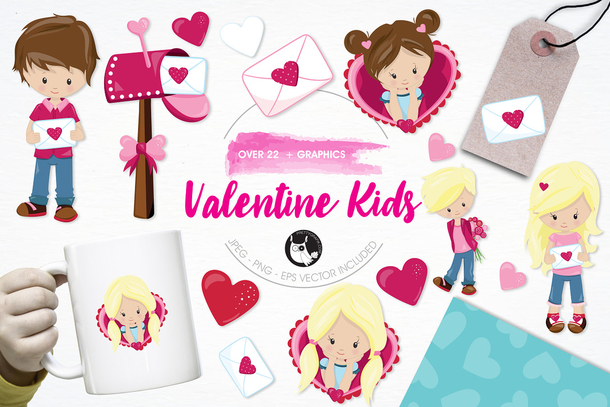 Valentine kids illustration pack in Illustrations - product preview 8
