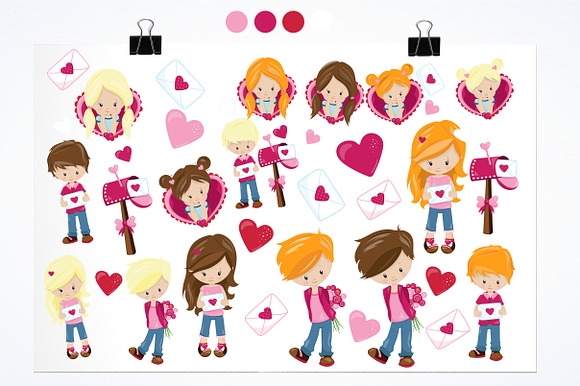 Valentine kids illustration pack in Illustrations - product preview 1