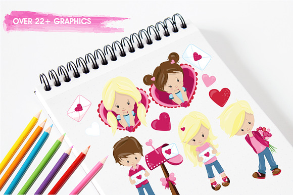 Valentine kids illustration pack in Illustrations - product preview 2