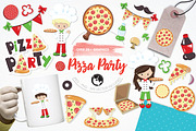 Pizza party illustration pack
