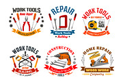 Repair work tools vector icons set