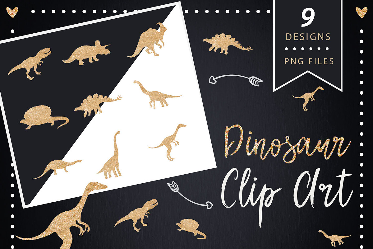 Gold Dinosaur Clip art in Graphics - product preview 8