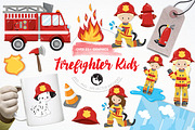 Firefighter kids illustration pack