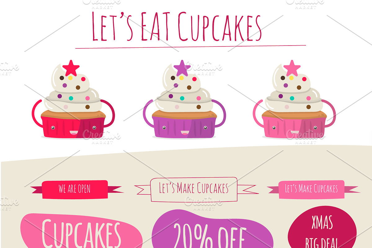Let's Eat Cupcake vector in Illustrations - product preview 8