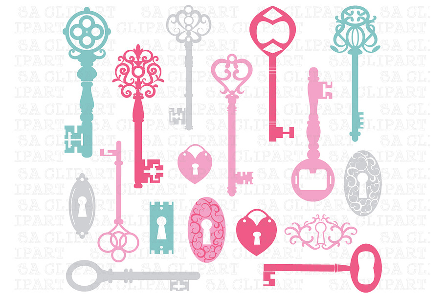 Keys Silhouette ClipArt in Illustrations - product preview 8
