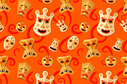 Wooden voodoo masks pattern